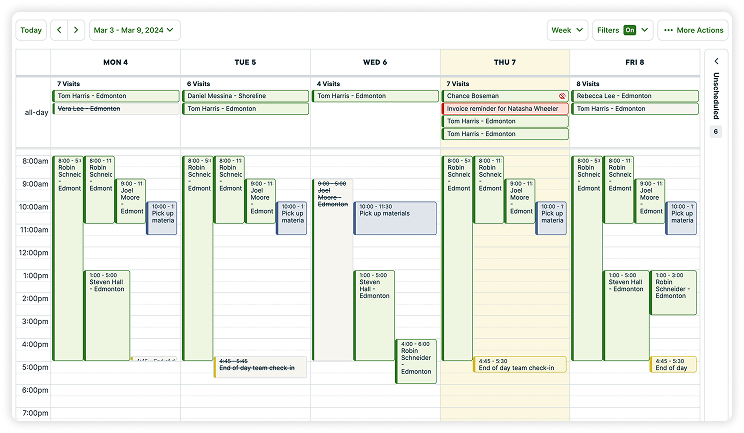 Jobber's old schedule