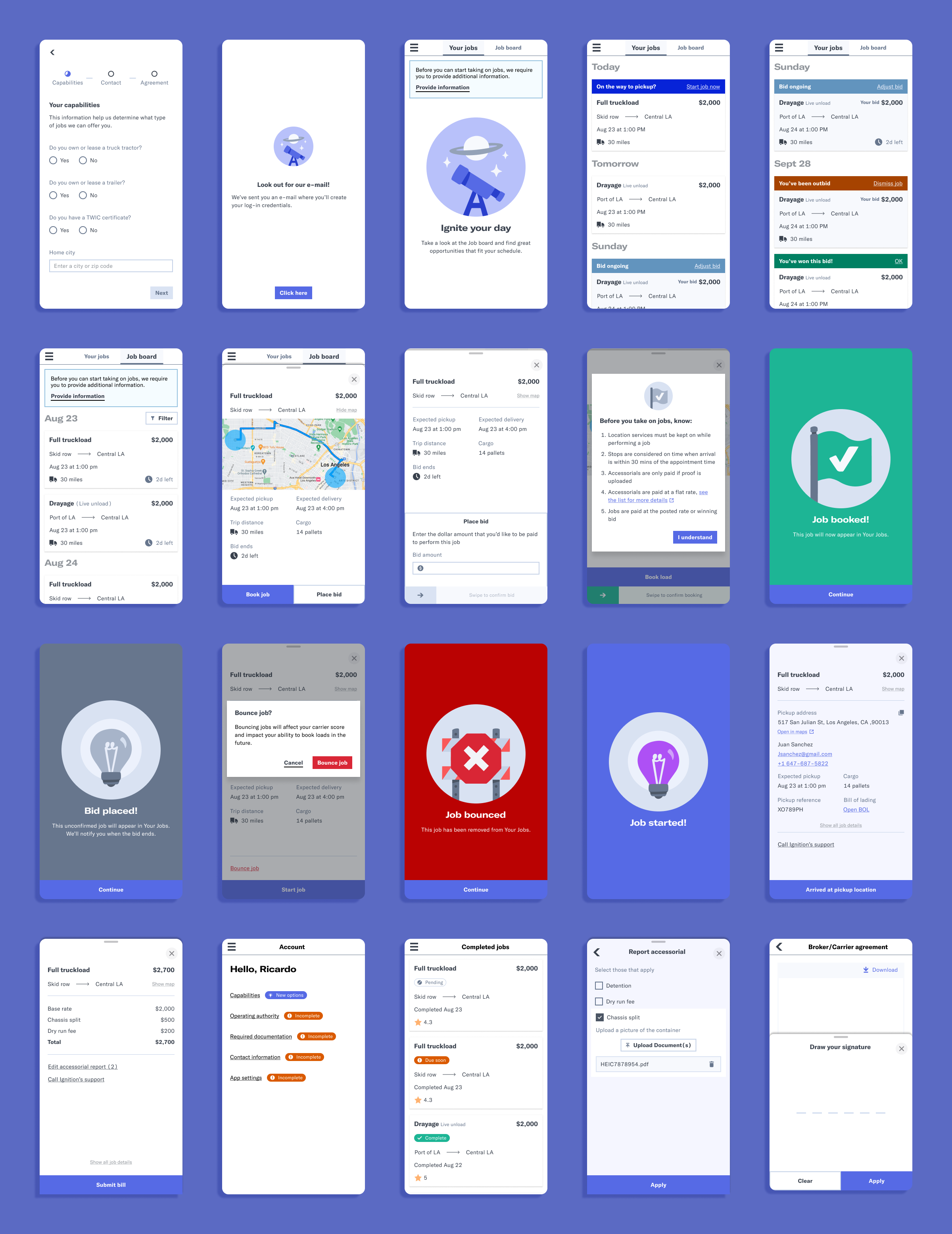 Explore some of the many screens designed for the different flows of Ignition